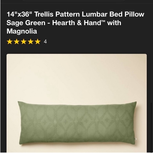 NWT 14"x36" Trellis Pattern Lumbar Bed Pillow
Sage Green - Hearth & Hand - Picture 5 of 5